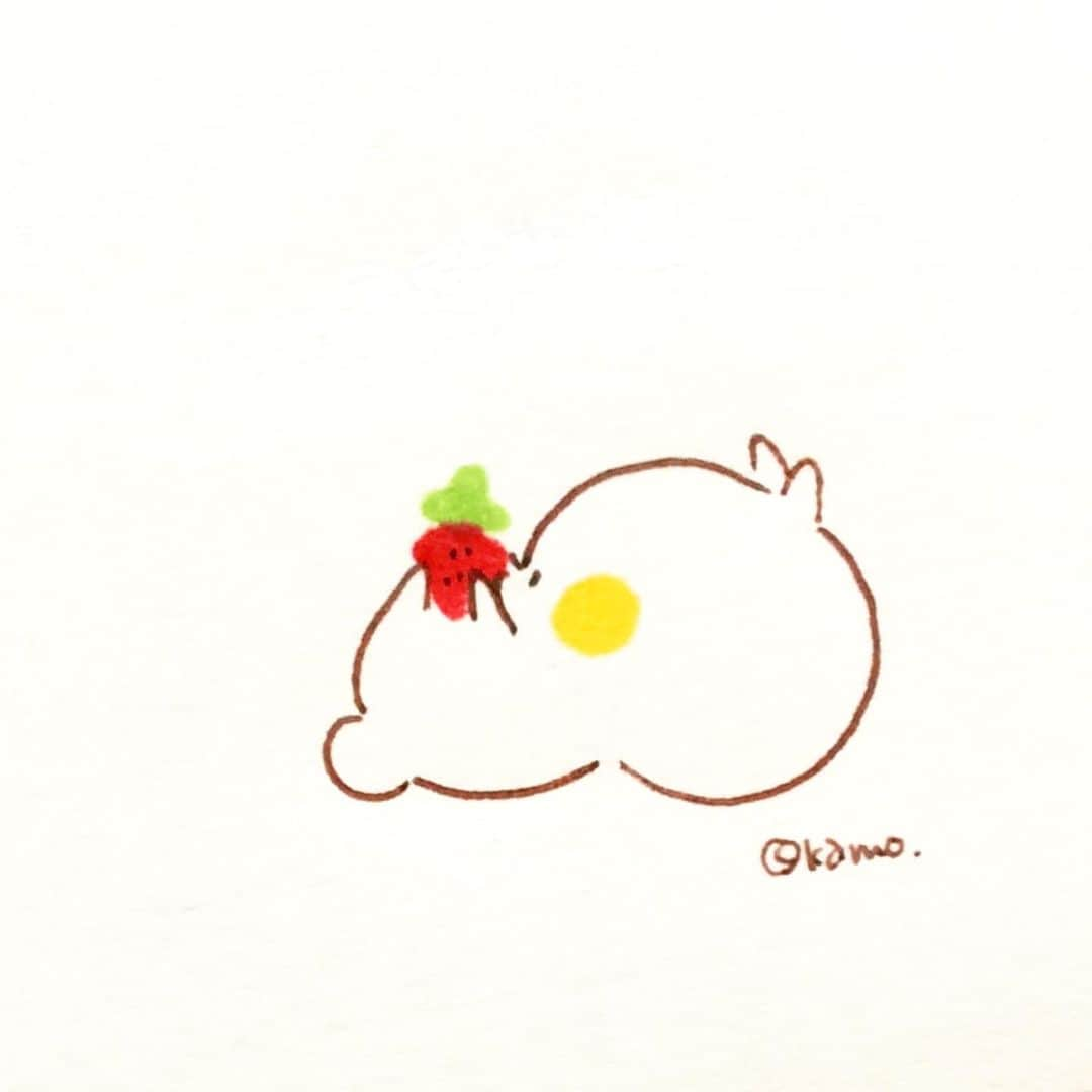 カモさんのインスタグラム写真 - (カモInstagram)「いちご大福 #イチゴ#strawberry#いちご大福#Ichigodaifuku#イラスト#illustration#ウサギタケ#usagitake」5月15日 10時06分 - illustratorkamo