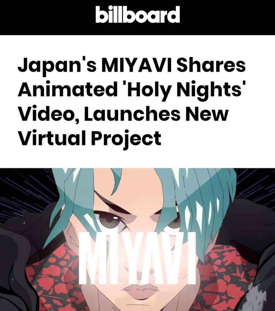 雅-MIYAVI-さんのインスタグラム写真 - (雅-MIYAVI-Instagram)「#MIYAVIVirtual 🔥🔥🔥🔥 #Repost @comiyaviww ・・・ [NEWS]  From @billboard MAY2020 . . " [...] The cyberpunk video was created by a U.S.-based #animation team as the first release of the #guitarist's new "MIYAVI Virtual" project, launched as a new way of reaching out to fans during the coronavirus pandemic. . #MIYAVI announced the #virtual project and shouted out his creative team on Instagram in English. "'MIYAVI Virtual' has begun," he wrote. "Also big up to the U.S. creative team. They brought the message and the mission of this track up to another level. Much appreciation." He also called out to fans to "stay connected in this crazy time."" . . ▶️Read full : https://www.billboard.com/amp/articles/news/international/9377813/japan-miyavi-animated-holy-nights-video-new-virtual-project?__twitter_impression=true . . #stayhome #stayconnected #billboard #samuraiguitarist  #MIYAVIVIRTUAL #HOLYNIGHTS✝️」5月15日 10時38分 - miyavi_ishihara