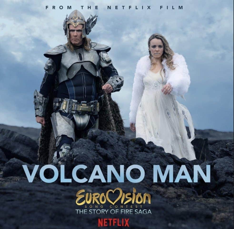 ダン・スティーヴンスのインスタグラム：「EUROVISION erupting June 26th... 🌋 🤩 (Volcano Man, sung by Will Ferrell and Rachel McAdams now on Spotify...)」
