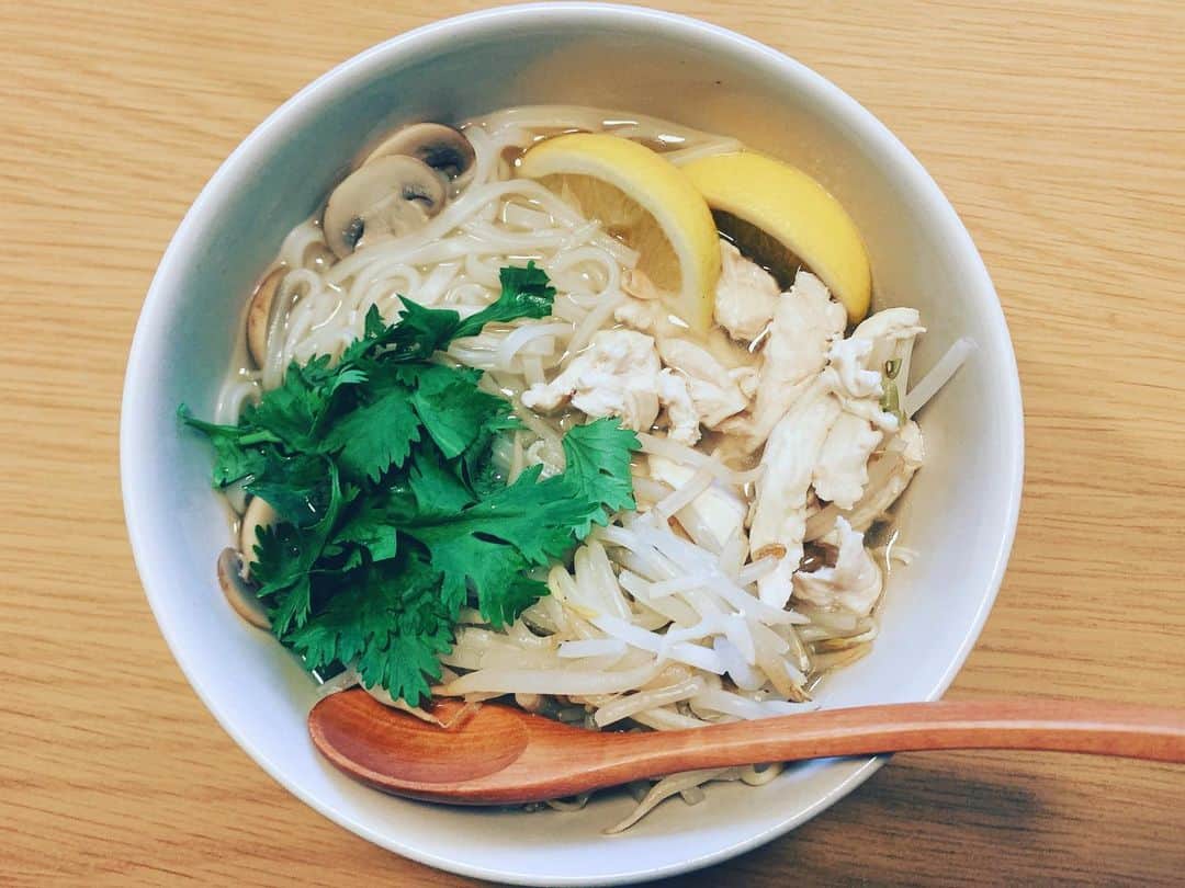 逢田梨香子さんのインスタグラム写真 - (逢田梨香子Instagram)「今日のお昼ごはん。 フォーを作ってみたよ🌱🍋 鶏ガラとナンプラーで味付けしました。 追いパクチーしたよ🌱  #おうちごはん」5月15日 13時53分 - aida_rikako_