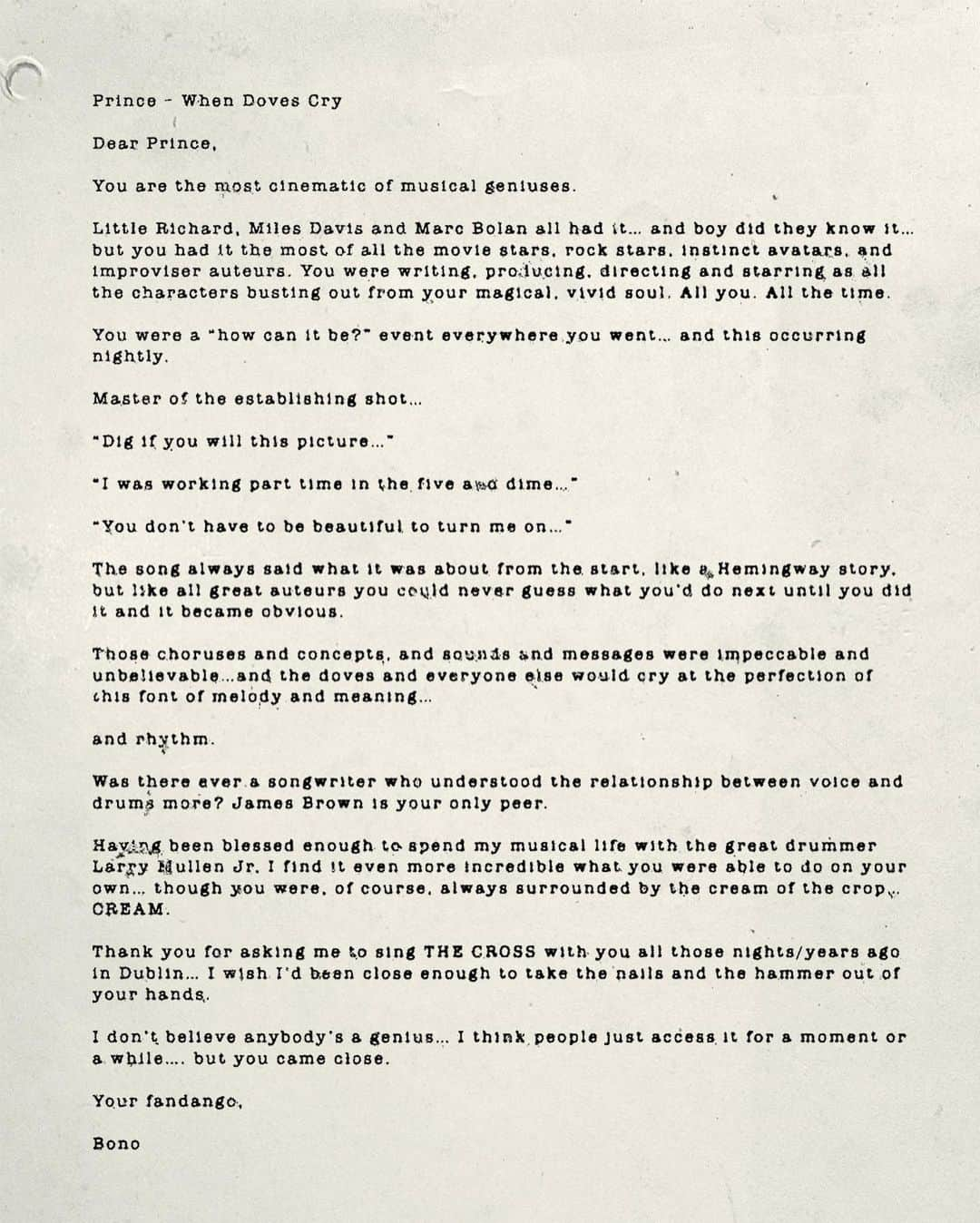 U2さんのインスタグラム写真 - (U2Instagram)「Your fan, Your fandango, Your Irish fan club, Your fellow pilgrim, Peace be upon you...Bono All 60 letters available on U2.com and Rollingstone.com」5月15日 20時23分 - u2