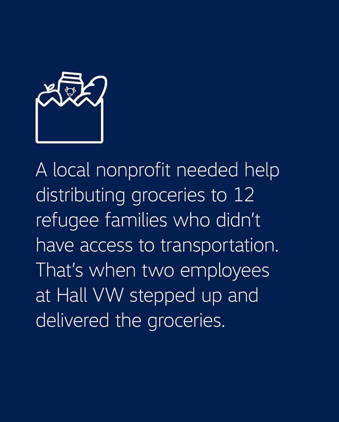 Volkswagen USAさんのインスタグラム写真 - (Volkswagen USAInstagram)「Two #VWDealer employees worked with a local nonprofit to deliver groceries to 12 refugee families. Thank you, Hall VW, for taking care of your community. #DriveBigger #CommunityDrivenAtlas」5月15日 21時58分 - vw