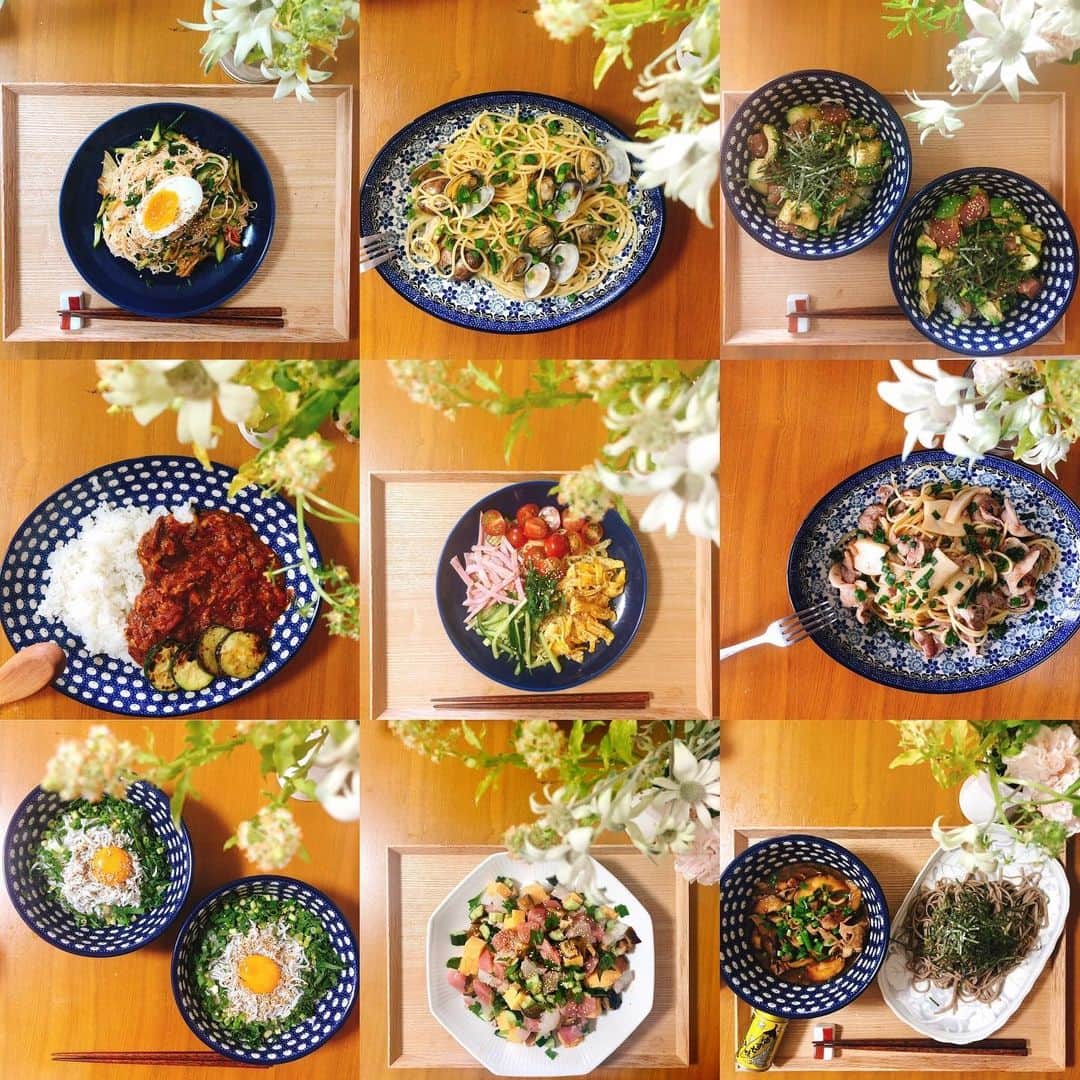 阿部優貴子のインスタグラム：「まいにち　#あべゆきごはん 😋🙏😋 自粛生活に入って、SNSを通じて自分が発信できることはなんだろうかと考えたときに、とにかく毎日のご飯を発信してみようと決め、ひたすら、昼/夜、作っては写真を撮るのを習慣にしていたら、あっという間に一か月経っていました。😳😳👏 疲れてテイクアウトした日もあるし、時間なくて適当な日にした日もあるけれど、とにかく毎日あげてます。 私は料理のプロではないので、ほとんどクックパッドとか料理サイトでレシピを検索してますが、献立何にしようかな〜と悩むみなさんの少しでもの参考になったら嬉しいです。😊 自粛生活中あべゆきごはん、としてストーリーのハイライトにまとめてますのでよかったみてみてください🙏💗 * #あべゆきごはん #自粛生活 #自粛生活の過ごし方　#毎日ごはん #自炊生活 #おうちじかん　#おうちごはん #おうちごはんlover#stayhome #stayhomestaysafe」