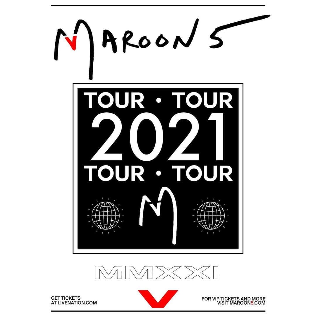 のインスタグラム：「We must announce that we will regretfully be rescheduling our upcoming 2020 tour. All dates currently scheduled between May 30th and September 17th, 2020 are being rescheduled for the summer of 2021. We are looking forward to having the opportunity to be back out on the road next year. “We want everyone to take care of themselves this summer and we really look forward to being back out with all our fans healthy and happy next year.” - Adam  All tickets for the tour will remain valid and will be honored once new dates are rescheduled. Information on rescheduled dates will be announced soon.  For additional tour and ticket information, please visit www.livenation.com or www.maroon5.com.」
