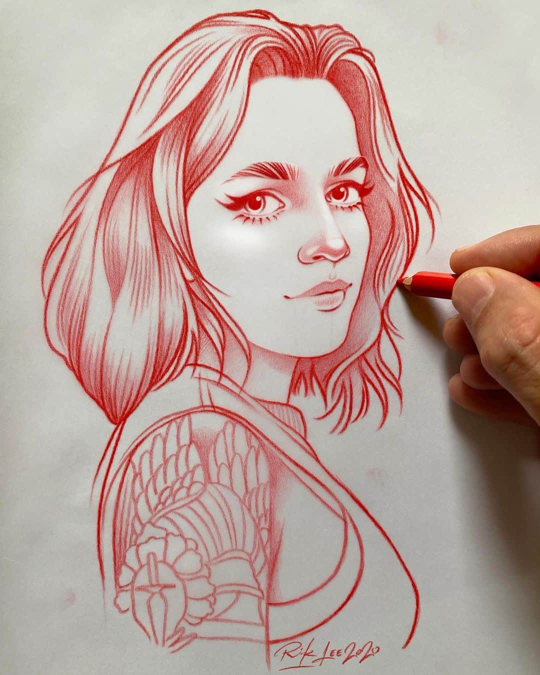 Rik Leeさんのインスタグラム写真 - (Rik LeeInstagram)「🚧 Under construction - portrait commission for Kathrin 🚧 . #riklee #illustration #sketch #pencildrawing #art #graphicdesign #tattoo #portrait」5月16日 11時27分 - rikleeillustration