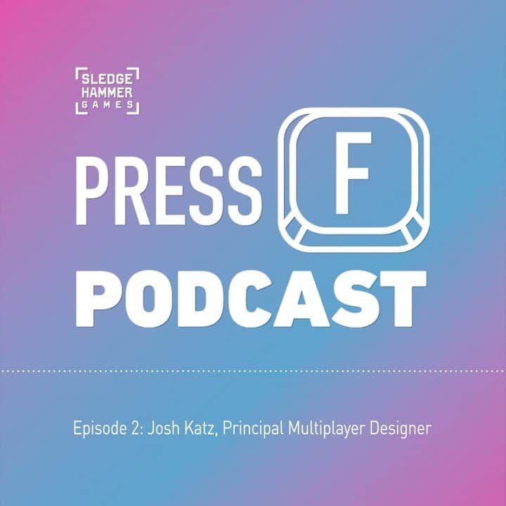 スレッジハンマー・ゲームズのインスタグラム：「When Josh Katz became a game designer in 2005, he didn't have all the easily accessible resources we have now. Check out this candid moment from his interview on Press F Podcast. Available now on Apple and Spotify.」