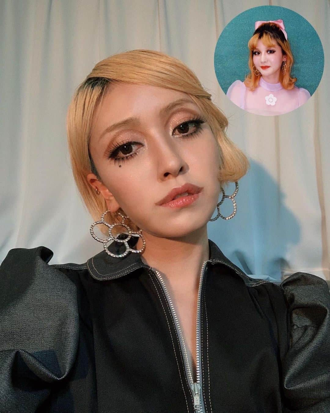 PELIのインスタグラム：「昨日のインスタライブは、MARY QUANT×PAMEO POSEコラボについて、ウノフミとMARY QUANTのお化粧品を使って60's風ヘアメイクでお送りしました！ ご視聴ありがとうございました〜🌼💜🌼 #maryquantxpameopose #maryquant #pameopose」