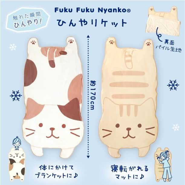 HAPiNSさんのインスタグラム写真 - (HAPiNSInstagram)「触れた瞬間ひんやり⛄ Fuku Fuku Nyankoの接触冷感シリーズがおすすめです♪  毎年人気の「敷きパッド」「ピローパッド」「抱き枕」に加え、 今年はにゃんこの形のビッグな「ひんやりケット」ができました♪ 約170cmのひんやりケットは 体にかけてブランケットとして、また寝転がれるマットにも✨😆 表面はひんやり接触冷感生地、裏面はパイル生地です♪  にゃんこの接触冷感で 暑い夏のおうち時間も、かわいく楽しく♪😸 ハピンズオンラインショップ🛒でも発売中です！ - Fuku Fuku Nyanko接触冷感 ■ひんやりケット　￥2,500＋税 ■敷きパッド　￥2,500＋税 ■ピローパッド　￥800＋税 ■抱き枕　￥2,500＋税 - #HAPiNS #ハピンズ #ハピンズ公式 #ハピンズオリジナル #ギフト雑貨のハピンズ #雑貨 #雑貨屋 #プチプラ #fukufukunyanko #ふくふくにゃんこ #接触冷感 #ひんやり #冷感寝具 #敷きパッド #ピローパッド #抱き枕 #ひんやりケット #サマーブランケット ※一部店舗にてお取扱いが無い場合がございます。御了承下さいませ。 ※現在、店舗の臨時休業が多数ありご迷惑おかけしております。 ※オンラインショップは通常営業しています。ご購入はこちらをご利用ください。」5月17日 7時30分 - hapins_official