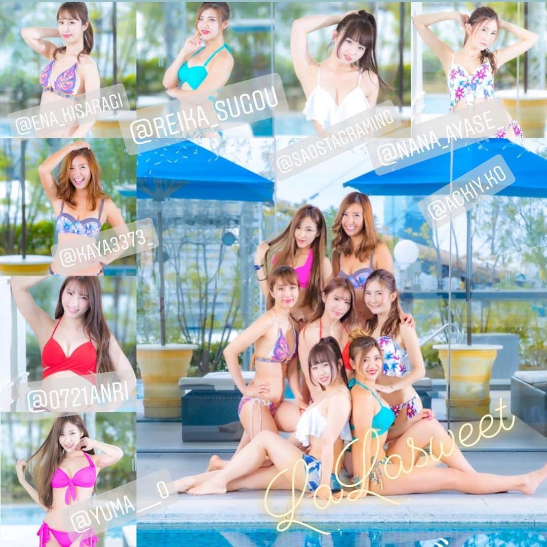 のインスタグラム：「これから、少しづつ、 進んで行けますよーに💛💜💙 メンバーが大好きです❣️ #lalasweet  #蓮ナイトプール」