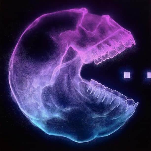 TED Talksのインスタグラム：「Looks like Pac-Man got a CAT scan 💀 London artist SHOK-1 uses a freehand spray paint technique to create X-ray images of pop culture icons. This piece — titled “The Consumer” — is one of several shown by medical illustrator Vanessa Ruiz in her TED Talk about the unique power of anatomical art. "Anatomical art has the power to reach far beyond the pages of a medical textbook ... connecting our innermost selves with our bodies through art," she says. Learn more about the thrilling beauty of this creepy-cool genre of art at the link in our bio.⁠ ⁠ [Image: @shok_1]」