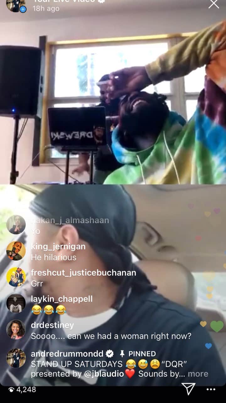 アンドレ・ドラモンドのインスタグラム：「EP17: Stand up Saturday’s!!! ARE YOU READY TO LAUGH!?😂😂😅😅 @tmocomedy had us laughing the whole time ! With a random airdrop from @mikeboorn 🤦🏽‍♂️🤣 powered by @jblaudio  @dj_drewski on the 1s&2s」