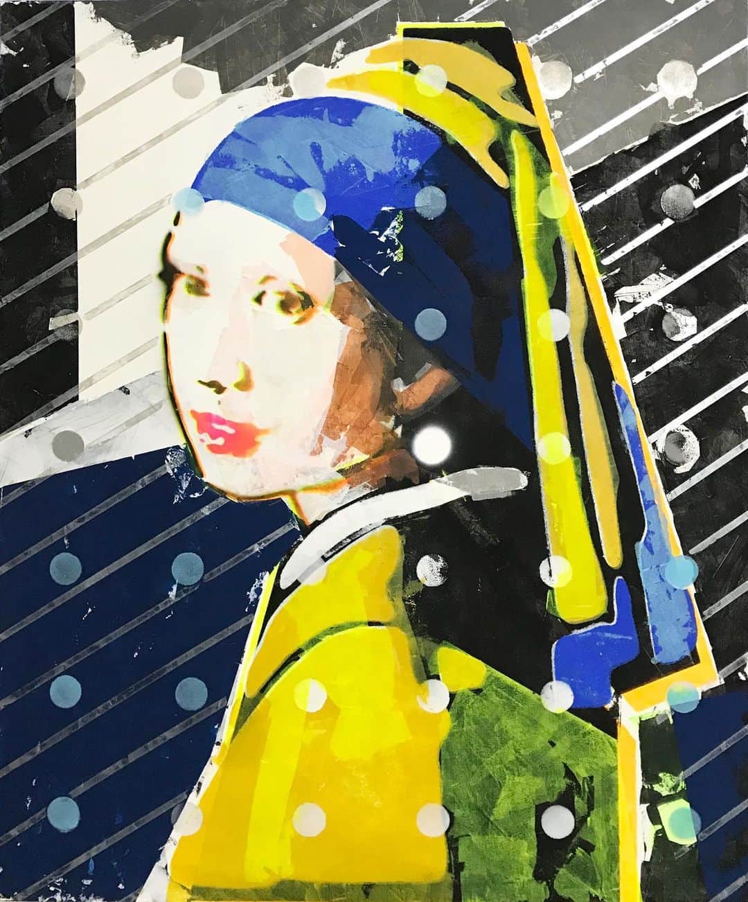 LOOTONEのインスタグラム：「LOOTONE Artwrok 2020 "Girl with a Pearl Earring" Size : F20  #modernart #contemporarypainting #ContemporaryArt #abstractart #stencil #streetart #abstractpainting #popart #girlwithapearlearring #artcollector」