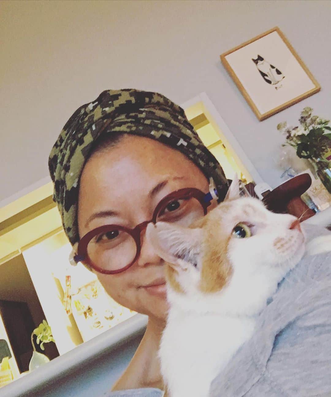 猫沢エミさんのインスタグラム写真 - (猫沢エミInstagram)「今日ばかりは連投お許しくださいませ。  記念撮影ぱち♡  私はすっぴんでシェシャ猫みたいな顔になってるし、イオちゃんは、なんだか誇らしげで嬉しそう。  ずっとずっと一緒にいよう。 もっともっと幸せになろう。  ね  #猫沢イオ　#イオの糖尿病日記　#今日のハウメニーいい顔」5月18日 18時14分 - necozawaemi