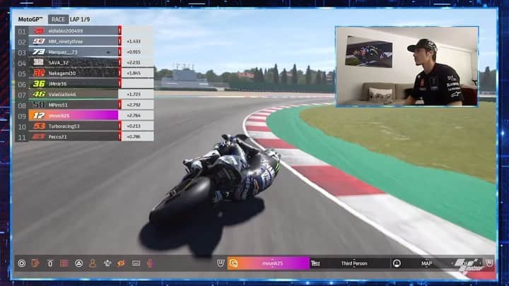 のインスタグラム：「You can't keep a good man down 🔝 . Despite multiple crashes in #VirtualMotoGP Race #4, @maverick12official still fought his way up to 6th place 💪 . . #MonsterYamaha | #MotoGP | #StayHome | #StaySafe | #DoYourPart | @motogp | @motogpesport」