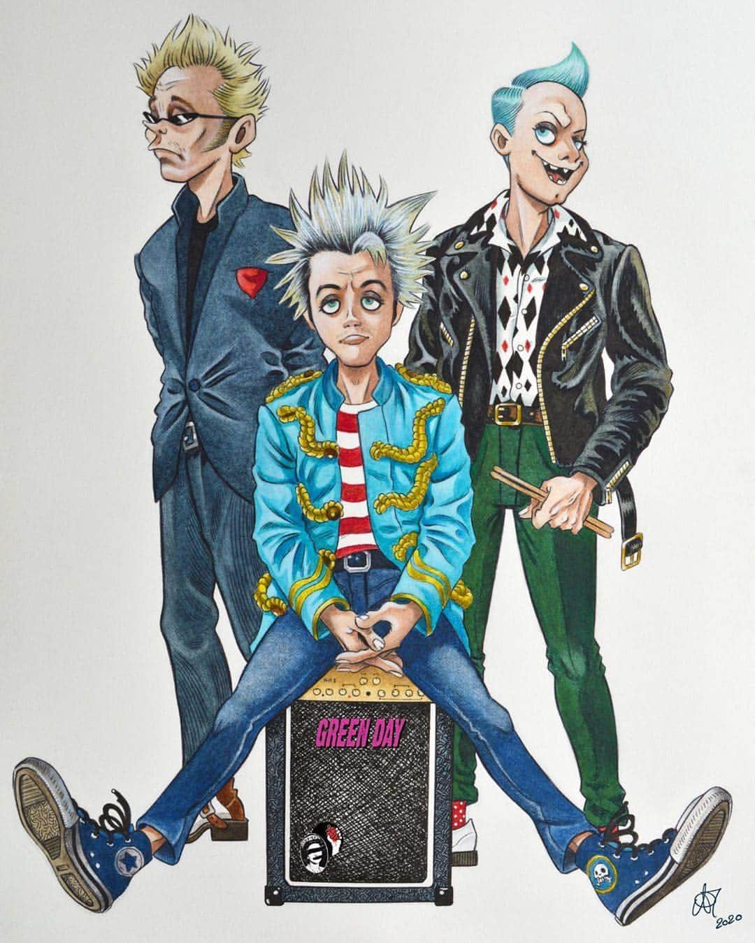 マイク・ダーントさんのインスタグラム写真 - (マイク・ダーントInstagram)「Dayum!!! 👌🏽 I love  all of the @greenday  art you guys post on insta!  Both killer art like this and the Scrappy art too! 🤘🏽🎶 ✍️ Art Credit: @antoniopistone」5月19日 4時51分 - mikedirnt