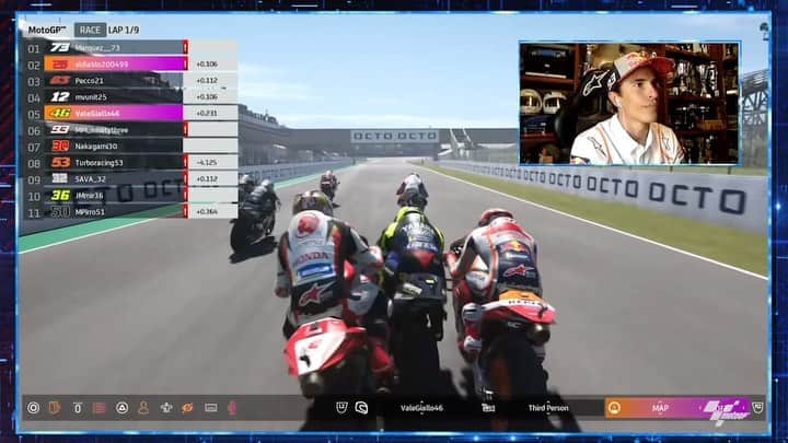 レプソル・ホンダのインスタグラム：「That face when suddenly you're in the lead 🤣  @MarcMarquez93 is always there to put on a show, real or virtual racing」