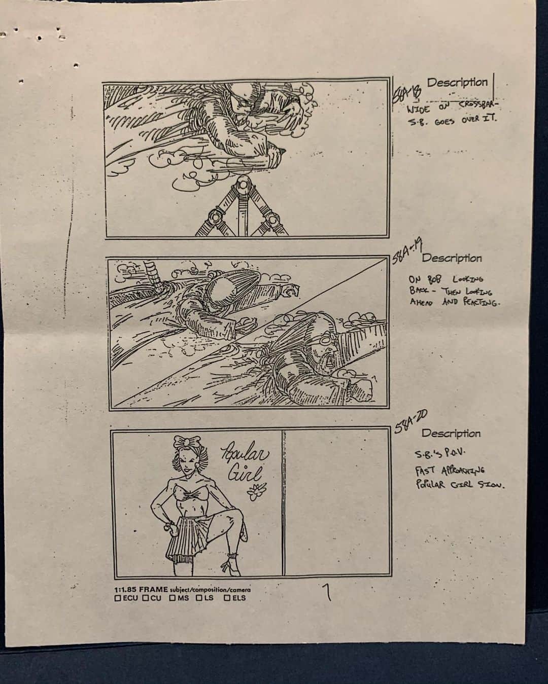 ケヴィン・スミスさんのインスタグラム写真 - (ケヴィン・スミスInstagram)「These are the MALLRATS storyboards from 1995 for Silent Bob’s second run at LaFours, as drawn by @samosier! I unearthed this tiny but important piece of my cinematic history while Quarantine cleaning my office and I’ve been blown away by how closely we followed the boards when we shot the sequence. I wrote the brief directions about what I wanted to see (to the right of each panel) and Scott did the rest. Even though I wrote and directed, the most visually oriented scenes in Mallrats came from Scotty Mo’s vision. Mos struggled a bit with his role on ‘Rats. Producers Jim Jacks and Sean Daniel hired Line Producer Laura Greenlee to handle all the stuff Scott had handled on CLERKS - which left Scott looking for stuff to do on ‘Rats beyond simply being my battery. I’d never make a decision without Scott standing nearby to co-sign - so to me, that made him the most essential element on set. But while doing the storyboards was an essential task to make the movie, the exercise also gave Scott a better sense of purpose in this new process we were both adjusting to, in which our flicks suddenly had an actual budget. Ironically, the next film we’d make would require Scott to do almost EVERYTHING by himself, with way less crew to assist and a budget drop of over $5 million. If Mos felt lost a bit on ‘Rats, he knew exactly where he was on Amy: when he wasn’t right beside me on set, he was sleeping in his office, under his desk, killing himself to get the flick made for $250k. Scott Mosier was one helluva producer - and now he’s one helluva director (@grinchmovie). And in 1995 on Mallrats, he was one helluva storyboarder. Scott and I are recording a new SModcast tonight. I’m excited about this because, while cleaning, I discovered MORE material made by our old pal Emo-Kev! Can’t wait to hear the guy who drew these images laughing again! #KevinSmith #mallrats #scottmosier #storyboard #movies #1995 #chasingamy」5月19日 1時30分 - thatkevinsmith