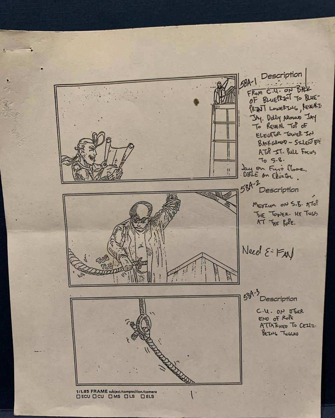 ケヴィン・スミスのインスタグラム：「These are the MALLRATS storyboards from 1995 for Silent Bob’s second run at LaFours, as drawn by @samosier! I unearthed this tiny but important piece of my cinematic history while Quarantine cleaning my office and I’ve been blown away by how closely we followed the boards when we shot the sequence. I wrote the brief directions about what I wanted to see (to the right of each panel) and Scott did the rest. Even though I wrote and directed, the most visually oriented scenes in Mallrats came from Scotty Mo’s vision. Mos struggled a bit with his role on ‘Rats. Producers Jim Jacks and Sean Daniel hired Line Producer Laura Greenlee to handle all the stuff Scott had handled on CLERKS - which left Scott looking for stuff to do on ‘Rats beyond simply being my battery. I’d never make a decision without Scott standing nearby to co-sign - so to me, that made him the most essential element on set. But while doing the storyboards was an essential task to make the movie, the exercise also gave Scott a better sense of purpose in this new process we were both adjusting to, in which our flicks suddenly had an actual budget. Ironically, the next film we’d make would require Scott to do almost EVERYTHING by himself, with way less crew to assist and a budget drop of over $5 million. If Mos felt lost a bit on ‘Rats, he knew exactly where he was on Amy: when he wasn’t right beside me on set, he was sleeping in his office, under his desk, killing himself to get the flick made for $250k. Scott Mosier was one helluva producer - and now he’s one helluva director (@grinchmovie). And in 1995 on Mallrats, he was one helluva storyboarder. Scott and I are recording a new SModcast tonight. I’m excited about this because, while cleaning, I discovered MORE material made by our old pal Emo-Kev! Can’t wait to hear the guy who drew these images laughing again! #KevinSmith #mallrats #scottmosier #storyboard #movies #1995 #chasingamy」