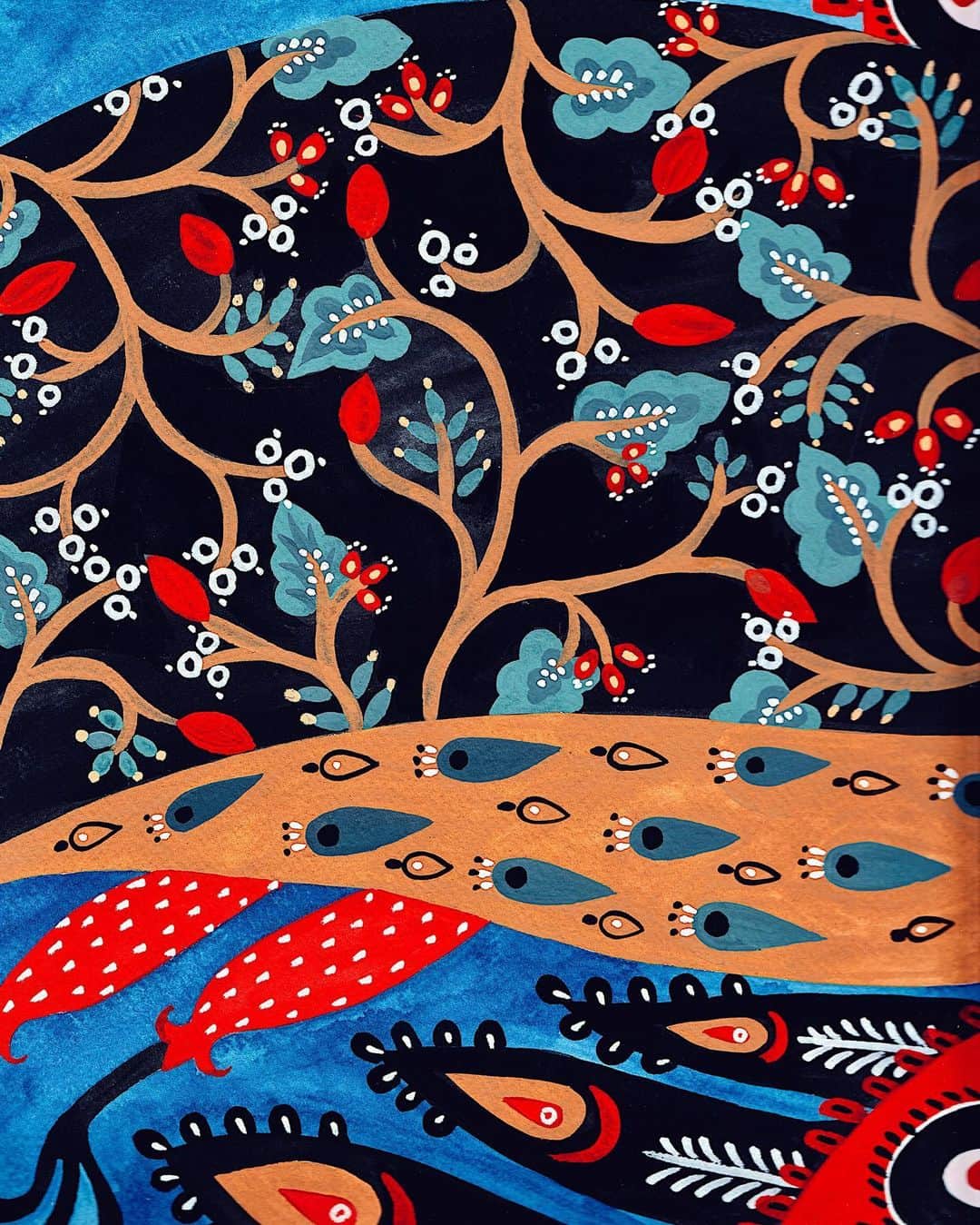 Dinara Mirtalipovaのインスタグラム：「A scanned fragment from a large painting. Since my scanner plate is small it takes about 10 or 12 tiles to compose a complete image. I kind of liked this fragment as is )) #mirdinara」