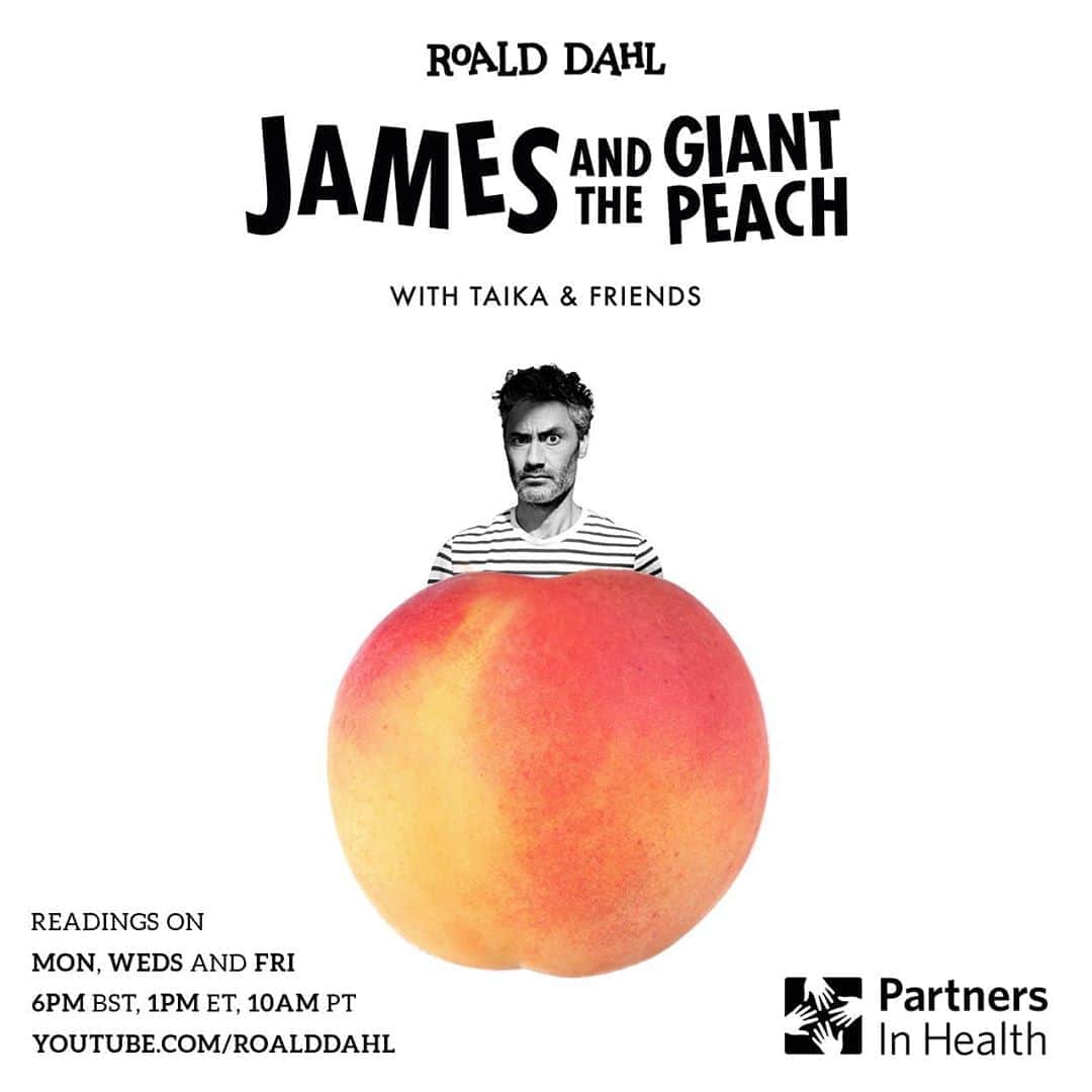 フィービー・ダールのインスタグラム：「I’m so excited to announce that @taikawaititi will lead a line-up of global stars in a multi-week retelling of the @roald_dahl classic James and the Giant Peach, benefitting @partnersinhealth and their global work and response to #COVID19.⁠ ⁠Viewers are encouraged to donate. The Roald Dahl Story Company will match the first $1 million donated and has a history of supporting PIH’s work. PIH Co-Founder Ophelia Dahl is my amazing aunt and the daughter of Roald Dahl, who was among PIH’s first supporters.⁠ ⁠ In the 10-episode series, Taika will lead viewers through the beloved children’s story with help from friends including @vancityreynolds, @mindykaling, @lupitanyongo and @caradelevingne.⁠ ⁠ The first two episodes are now available on the Roald Dahl YouTube channel, featuring Meryl Streep, Benedict Cumberbatch, @nickkroll, @chrishemsworth and @liamhemsworth.  New episodes will be released every Monday, Wednesday, and Friday at 1 p.m. EDT.⁠ ⁠ Watch James and the Giant Peach, with Taika and Friends: youtube.com/roalddahl (link in bio)」