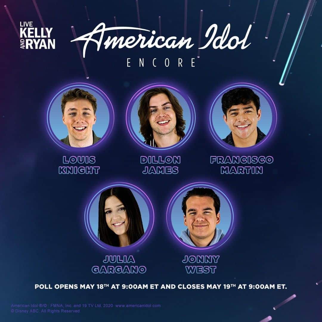 American Idolさんのインスタグラム写真 - (American IdolInstagram)「Who do YOU want to sing on @livekellyandryan? Choose an #AmericanIdol contestant for an encore performance in LIVE’s American Idol Encore! #LIVEIdolEncore2020 Link in bio!」5月19日 2時42分 - americanidol