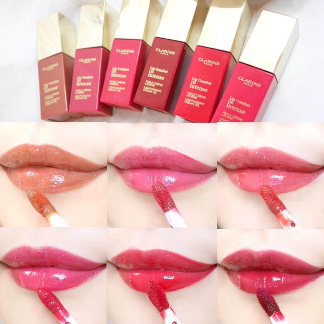 のインスタグラム：「＼クラランスから新シリーズ💄／﻿ ﻿ ﻿ ﻿ クラランスのあの人気リップオイルから﻿ 新ラインが発売されます〜👏🏻☺️✨﻿ ﻿ 5月8日オンライン先行発売﻿ 5月22日全国発売になる﻿ ✔️コンフォート リップオイル インテンス﻿ 全6色 ¥3,520﻿ ﻿ クラランスといえば﻿ コンフォート リップオイル。﻿ ﻿ 私もコンフォート リップオイルは﻿ 既存色も全色持っていたし﻿ 限定のやつも買ったりしてました😛←﻿ ﻿ その新ラインとして﻿ これまでのコンフォート リップオイルが進化した﻿ しっっっかり色付くのに﻿ 唇のケアが出来る優秀なリップとして登場〜！﻿ ﻿ これまでのリップオイルの淡い発色とは﻿ 全く異なる鮮やかな高発色で﻿ サラッとした塗り心地がすごく使いやすい！﻿ ﻿ 軽い使用感でびっくりしました〜🥺✨﻿ ﻿ 仕上がりも﻿ ﻿ ふっくらとしてもはや#塗る色気 。﻿ ﻿ しかも﻿ ﻿ …ロングラスティング！﻿ ﻿ 個人的に今まで使った中で﻿ 一番ロングラスティングでした。﻿ まさに、お出掛けの日に持ち歩きたいリップ💄﻿ ﻿ 飲食をしたりティッシュで拭き取っても﻿ 汚い落ち方をしなかったのも高ポイント◎﻿ ﻿ 優秀過ぎてリップオイルな事を忘れそう。笑﻿ ﻿ 私のお気に入りは﻿ 04 インテンス ローズウッド💄﻿ ﻿ 5月中はクラランスオンラインストアで買うと﻿ 送料無料なので今が買い時😆💓﻿ ﻿ ﻿ ﻿ @clarinsjp﻿ #クラランス#リップオイルインテンス#攻めのリップオイル#CLARINS#コスメ部#コンフォートリップオイル﻿ #コスメ好き#毎日メイク#コスメマニア#デパコス#コスメレビュー#コスメスウォッチ#リップレビュー#コスメ垢#lipoil#cosmetics#motd#화장품#化妆品#PR」