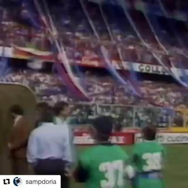 ロベルト・マンチーニのインスタグラム：「Un giorno indelebile nella mia mente, Genova 19/05/1991 🔵⚪🔴⚫⚪🔵 . . . . #Repost @sampdoria ・・・ #VintoVistoVissuto. 🇮🇹」