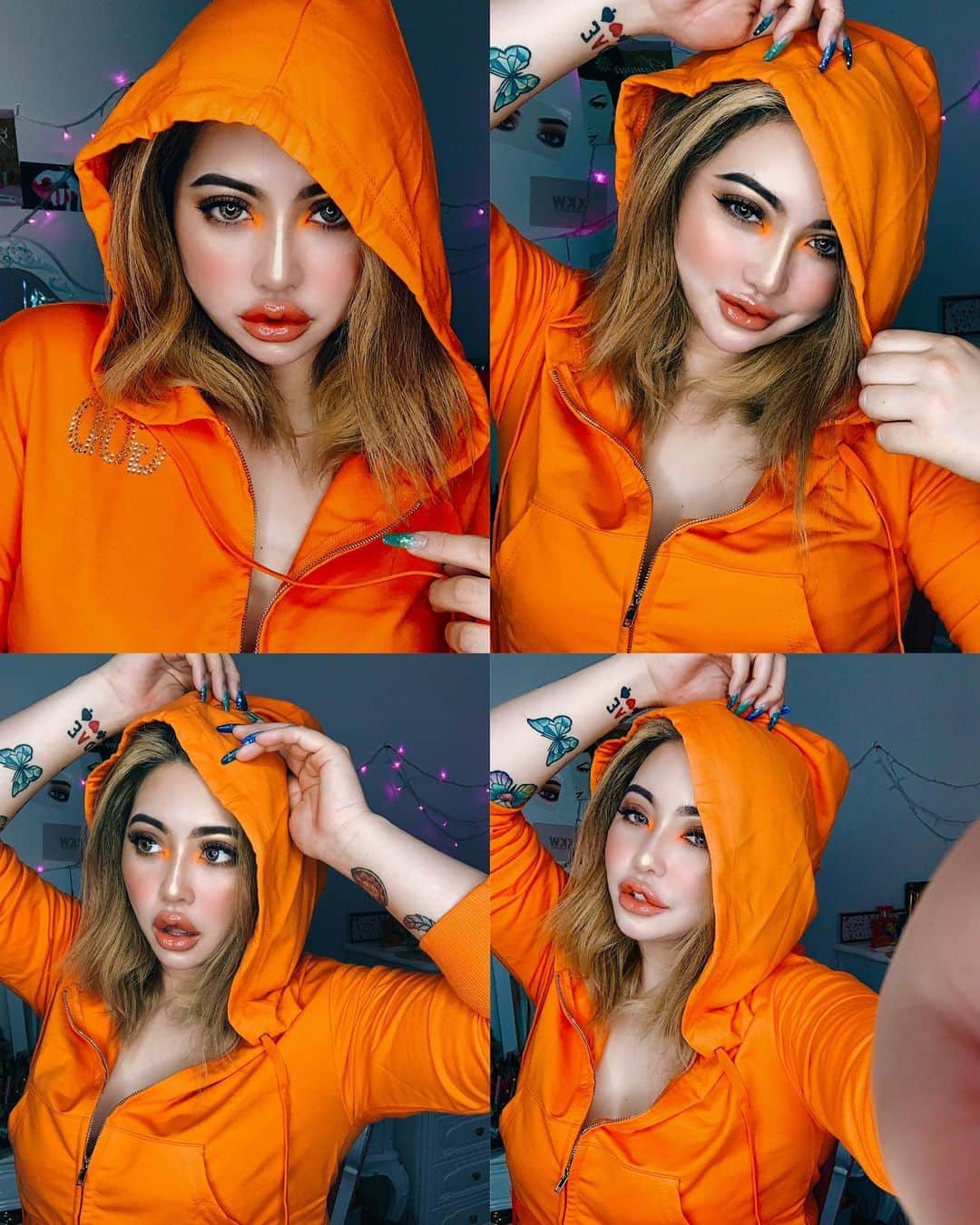 Aiさんのインスタグラム写真 - (AiInstagram)「🧡🍊🌴🧡 . . This makeup is very popular🧡✨ . . 🌴🍊🧡🧡 #neoncolors #Orangemakeup #neonmakeup #glammakeup #myomakeup #kyliecosmetics」5月19日 19時29分 - ai_tinker_b