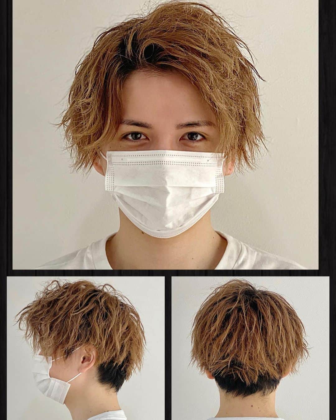 三科光平さんのインスタグラム写真 - (三科光平Instagram)「New✨ヘア 1枚目は何も付けてないです🙆‍♂️ 2枚目3枚目はスパイラルをアイロンで入れてジェットでセット💁‍♂️ 最後はbeforeです。 全店のスタッフが一斉にNewヘアに😏  #やっと切れた #やっと染めれた #髪の毛やると気分上がるね！ スタイル名は 【ハムセンター】 カラー名は 【シアーミルクティー】  担当 #カット @yosuke_takagi  #カラー @ocean_take @ocean_hagiyu105」5月19日 21時02分 - kohei_mishina