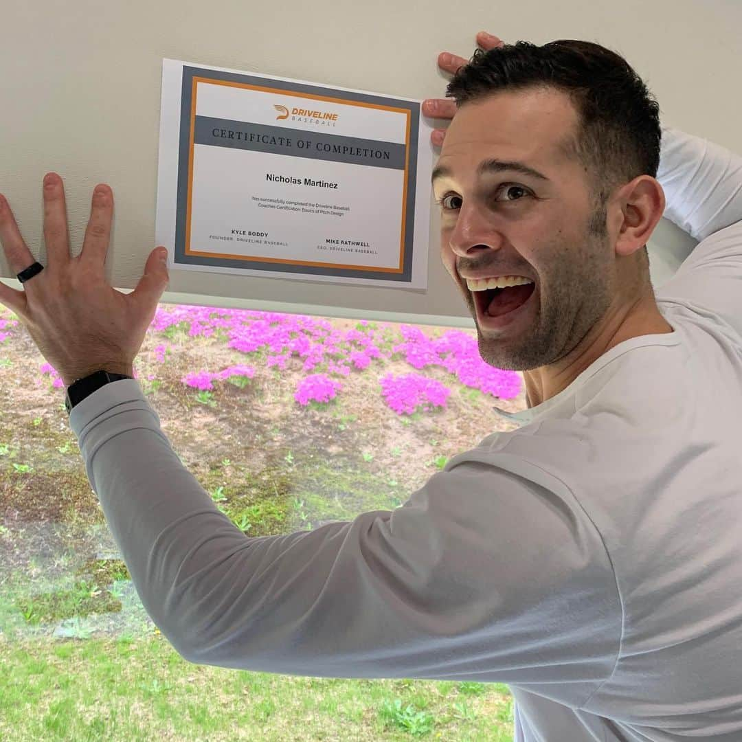 ニック・マルティネスのインスタグラム：「I did it! Got my pitch design Cert! I’ve already put it to good use during this quarantine」