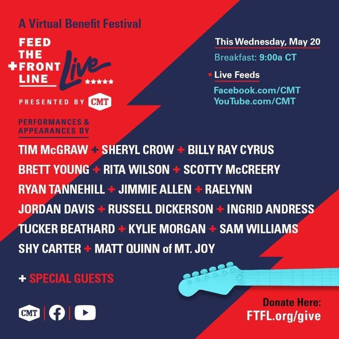 シェリル・クロウさんのインスタグラム写真 - (シェリル・クロウInstagram)「I’m honored to be a part of this star-studded breakfast lineup for Feed the Front Line Live, Presented by @CMT. Watch tomorrow starting at 10a/9c and help support people in need & those on the front lines of the COVID-19 pandemic. #feedthefrontline」5月20日 10時12分 - sherylcrow