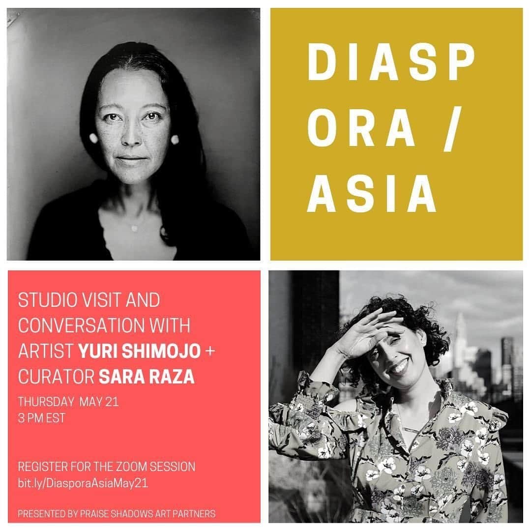 のインスタグラム：「・ I want to talk about Humanity, Nature, Impermanence and Acceptance ( called #LIFE ) through my art practice.  I am very grateful and honored for this opportunity especially in this time of our life. ・ Repost  @praise.shadows.art *** Please join us for the last installment of DIASPORA / ASIA, taking place on Zoom on Thursday May 21 at 3 pm EST. Curator Sara Raza (@punkorientalism) brings the audience to the sanctuary of Yuri Shimojo's (@yurishimojo) studio in New York's East Village. Link in bio to register ! ・ Yuri Shimojo has always used painting to express the interconnected emotions of joy and pain. With minimal formal training in fine art, her style is grounded in the practice of Japanese traditional theater, years spent with indigenous cultures around the world, leading to the study of universal shamanism. Her paintings have been exhibited worldwide, including at the Hōnen-in Temple in Kyoto, the final resting place of Jun’ichirō Tanizaki, author of In Praise of Shadows.  Sara Raza is an award-winning curator and writer, and formerly the Guggenheim UBS MAP Curator for the Middle East and North Africa. Her art and visual cultures studio Punk Orientalism focuses on global art, publishing and public programs exploring ideas around non-conformity and resistance that are analogous to “Punk” movements, coupled with a fresh analysis into the symptoms of orientalism, largely from a Post-Soviet lens.  #DiasporaAsia #PunkOrientalism #APAHM #YuriShimojo  #下條ユリ 📸 by @geoffreyberliner  @penumbrafoundation 🙏🏽」