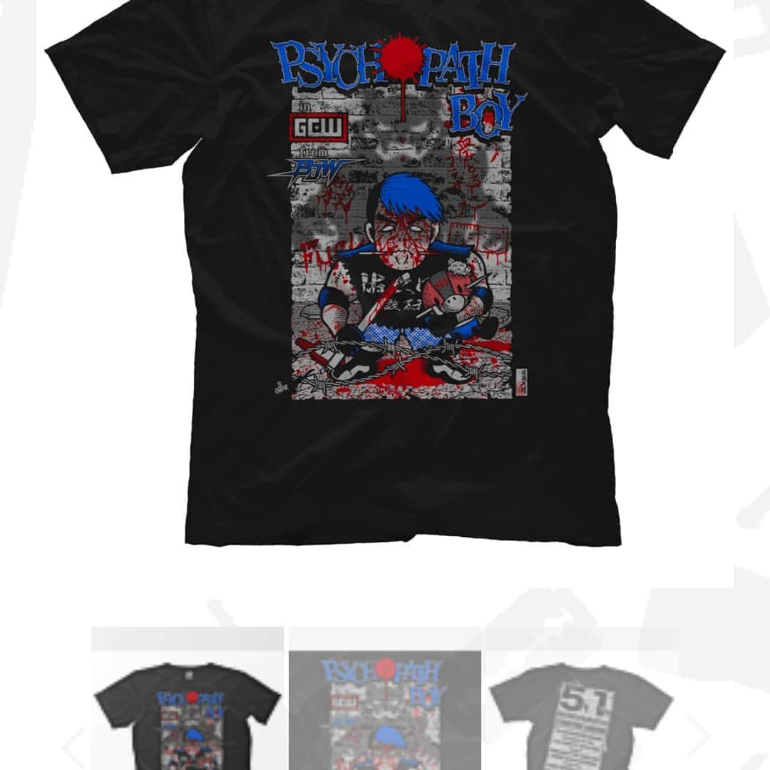 佐久田俊行のインスタグラム：「Psychopath Shonen T-shirt!  You can purchase by using tees.  https://www.prowrestlingtees.com/sakuda-psychopath-boy-double-sided.html  #プロレス #prowrestling #lucha #luchalibre #프로레슬링 #摔角 #कुश्ती #Gulat #реслинг #bjw #大日本プロレス #デスマッチ #deathmatch #deathmatchwrestling #toshiyukisakuda #gcw #tees」