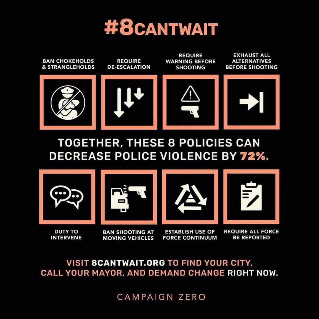 シャンテル・ヴァンサンテンのインスタグラム：「Call to action!! Visit 8cantwait.org @campaignzero to learn more but it’s time to pick up the phone and call your mayor. We need these 8 life saving policies adopted NOW! Change on their part MUST happen #8CantWait these 8 policies can reduce violence by 72% ... we must work to END POLICE VIOLENCE.」
