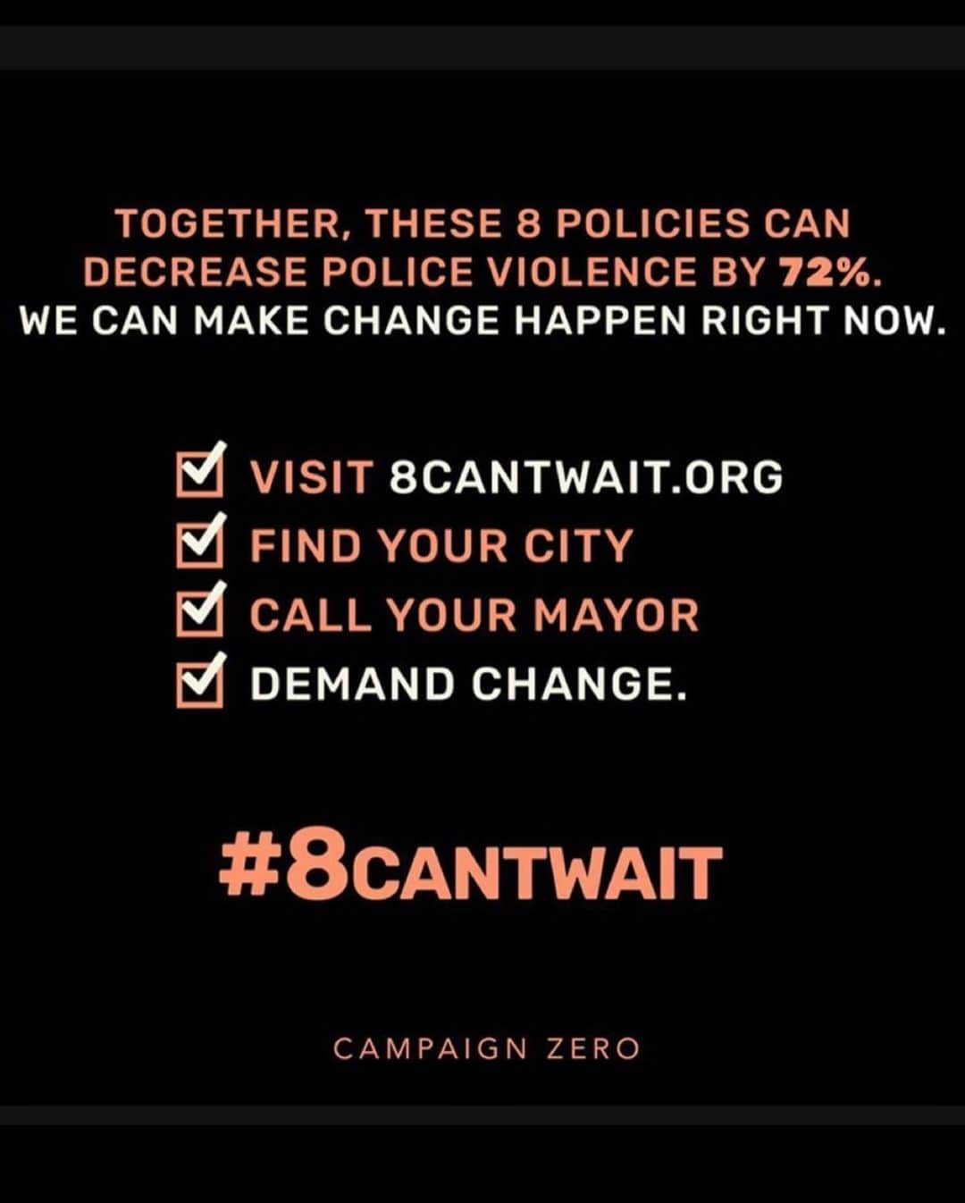 マリオ・ソレンティさんのインスタグラム写真 - (マリオ・ソレンティInstagram)「8 can’t wait!!! One of the things we can demand our city’s and mayors to join, wright into policy and law. Link in bio. Find your city, call your mayor, leave a voicemail! Tweet. Email 📧 #8cantwait @campaignzero https://8cantwait.org/ #blacklivesmatter」6月4日 12時49分 - mario_sorrenti
