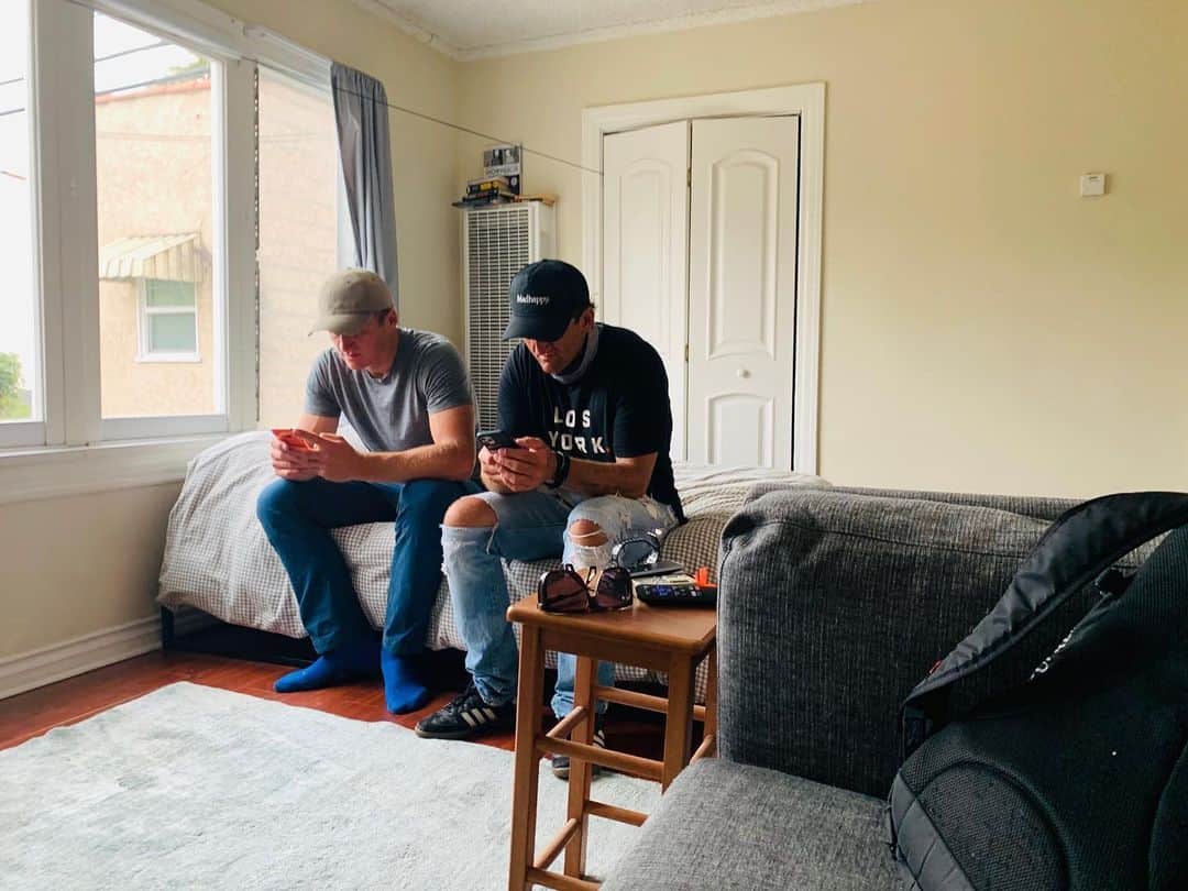 のインスタグラム：「my brother and i decompressing after attending a #blacklivesmatter protest monday.  I’ve been to a half dozen protests all over LA, so much support and love between  strangers from all races and creeds coming together to demand change. don’t focus on the criminality you see on tv, it’s shit but it’s a drip and this movement is a tidal wave.  correcting inequality, ending police brutality and addressing 400 years of systematic racism will be a long journey but this is progress.  keep your foot on the gas. 📸 by @mikerashid」