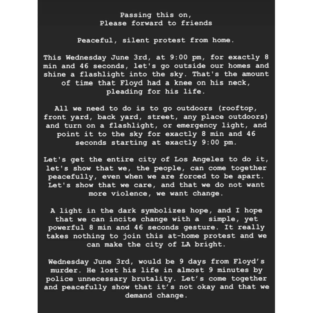 エル・ファニングさんのインスタグラム写真 - (エル・ファニングInstagram)「I will be participating. LA - 9:00pm - 8min. 46sec.」6月4日 7時09分 - ellefanning