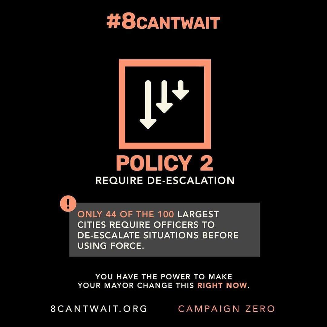 ジジ・ハディッドさんのインスタグラム写真 - (ジジ・ハディッドInstagram)「YOU WOULD THINK THAT THE ABOVE 8 POLICIES HAVE ALREADY BEEN ADOPTED BY EVERY POLICE DEPARTMENT IN AMERICA. That is NOT the case. If so, implementing these 8 use-of-force policies could, together, decrease police violence that results in death by 72% !!!!!!⁣ ⁣ I want to start by saying: the activists leading @campaignzero DO UNDERSTAND the importance of defunding the police. In an amazing group lesson the other day with @iamderay, he STARTED the conversation with explaining that the ultimate end-goal is to reduce the power of the police and shrink the role of the police.**⁣ —— In the meantime, the IMPORTANCE of the #8CantWait Campaign is about IMMEDIATELY reducing the power of the police — made possible by the fact that we have the power to get Mayors to put these policies in place TODAY. Right now. No executive order or legislative steps needed !! ⁣ ⁣ Visit 8CANTWAIT.ORG to find out which of these policies have already been put into action (or not!!!) in YOUR CITY (you will be surprised- I was!!!) and use their tools to get your Mayor’s contact info — so you can tell them to adopt these LIFE-SAVING POLICIES ASAP. ⁣ ⁣ **We can also make demands to shrink the role of the police by removing funding and limiting the scope of the work that they are even assigned to do. This is both/and not either/or.⁣ ⁣ Thank you everyone at @campaignzero for your hard work to create the largest database of police misconduct, and for giving us the tools to really be able to directly demand change! And special thanks to @iamderay and @cleowade for the efforts you have put in to facilitate educating so many of us on this incredibly useful information. I appreciate you.」6月4日 8時01分 - gigihadid