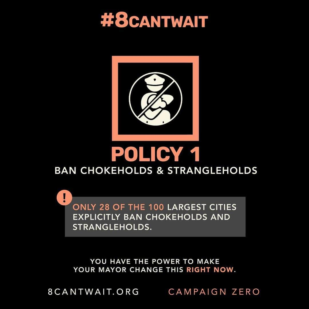 ジジ・ハディッドさんのインスタグラム写真 - (ジジ・ハディッドInstagram)「YOU WOULD THINK THAT THE ABOVE 8 POLICIES HAVE ALREADY BEEN ADOPTED BY EVERY POLICE DEPARTMENT IN AMERICA. That is NOT the case. If so, implementing these 8 use-of-force policies could, together, decrease police violence that results in death by 72% !!!!!!⁣ ⁣ I want to start by saying: the activists leading @campaignzero DO UNDERSTAND the importance of defunding the police. In an amazing group lesson the other day with @iamderay, he STARTED the conversation with explaining that the ultimate end-goal is to reduce the power of the police and shrink the role of the police.**⁣ —— In the meantime, the IMPORTANCE of the #8CantWait Campaign is about IMMEDIATELY reducing the power of the police — made possible by the fact that we have the power to get Mayors to put these policies in place TODAY. Right now. No executive order or legislative steps needed !! ⁣ ⁣ Visit 8CANTWAIT.ORG to find out which of these policies have already been put into action (or not!!!) in YOUR CITY (you will be surprised- I was!!!) and use their tools to get your Mayor’s contact info — so you can tell them to adopt these LIFE-SAVING POLICIES ASAP. ⁣ ⁣ **We can also make demands to shrink the role of the police by removing funding and limiting the scope of the work that they are even assigned to do. This is both/and not either/or.⁣ ⁣ Thank you everyone at @campaignzero for your hard work to create the largest database of police misconduct, and for giving us the tools to really be able to directly demand change! And special thanks to @iamderay and @cleowade for the efforts you have put in to facilitate educating so many of us on this incredibly useful information. I appreciate you.」6月4日 8時01分 - gigihadid