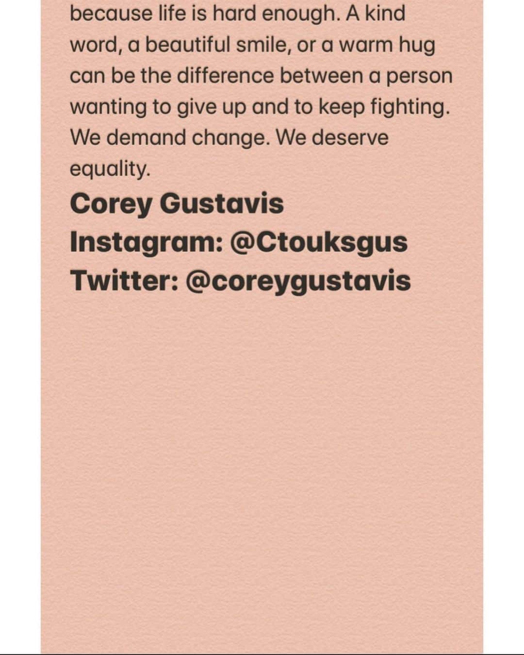 コルトン・ヘインズさんのインスタグラム写真 - (コルトン・ヘインズInstagram)「My name is Corey Gustavis. Scroll to read part of my story. #amplifymelanatedvoices @ctouksgus」6月4日 10時00分 - coltonlhaynes