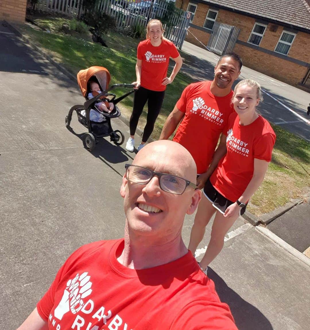 ジェンマ・ボナーのインスタグラム：「Great to be able to get down + support the amazing efforts from @martyroyalcryo + the fire crew today (in firekit on the hottest day🥵) as they ran a marathon in support of The FireFighter Charity + @darbyrimmermnd - all from a socially safe distance 😅👏🏼 #AttackMND」