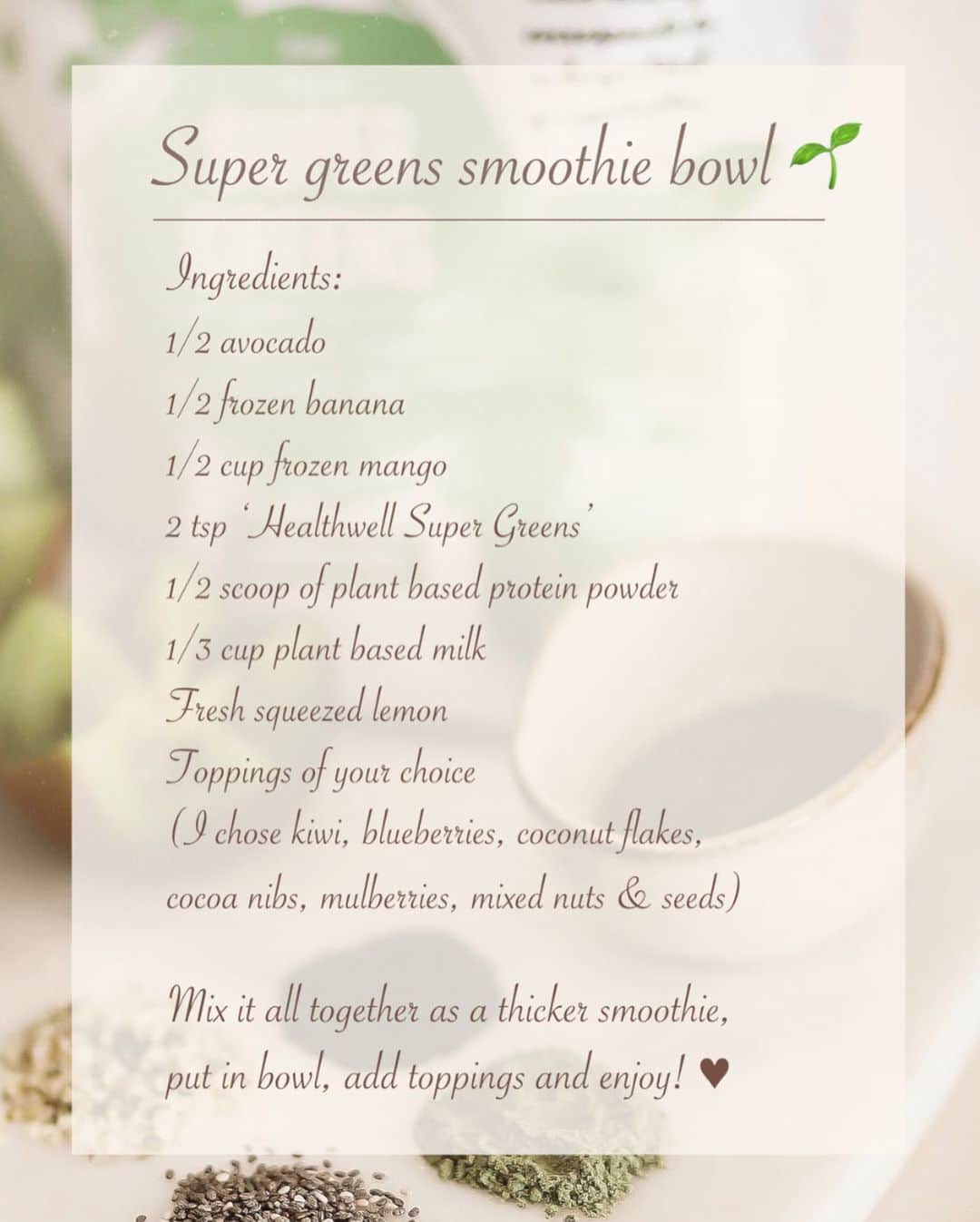 Anna Nyströmさんのインスタグラム写真 - (Anna NyströmInstagram)「Super greens smoothie bowl 🌱 Nutritious and with a sweet flavor of mango, banana & mixed greens from @svenskhalsokost 💚⁣ ⁣ If you are struggling to get your daily dose of greens this may help! The ’Healthwell Super Green’ powder I’m using is:⁣ • 100% natural with ingredients as leafy vegetables, algae, berries, seeds & fruits⁣ • Rich in antioxidants, vitamins & minerals ⁣ • Easy to mix in a smoothie (or shot) to add nutritional value and a fresh flavor of citrus and mint ⁣ ⁣ I chose to add it to my smoothie today! Swipe to find the whole recipe, screenshot and save for later ☺️✨」5月21日 3時18分 - annanystrom