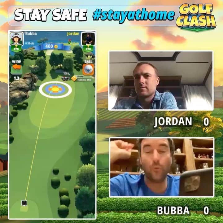 Jordan Spiethのインスタグラム：「I paired up with @BubbaWatson for a pro @GolfClashGame challenge from home.... how did we do?! #GolfClashChallenge #playathome #playtogether #ATTAthlete」