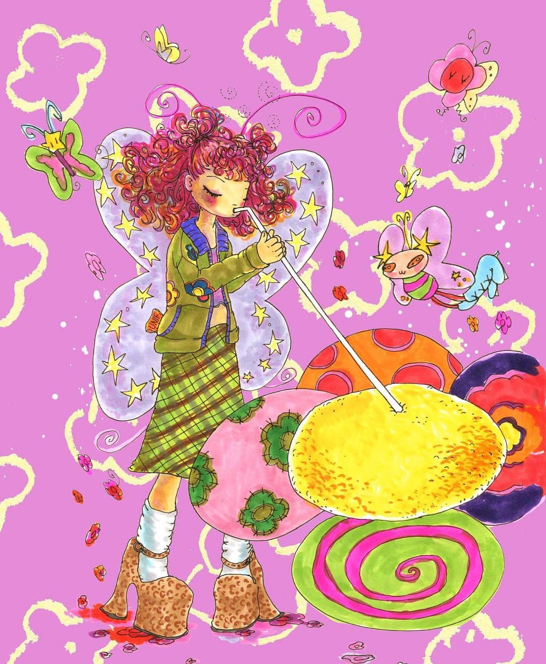 のインスタグラム：「𓏧 ˚. 𐐪𐑂 Quenched ✿ by nature ❀۪. ⋅. 𓏧  illustration by @myokahara  𐐪𐑂 ♡ 𐐪𐑂 °」