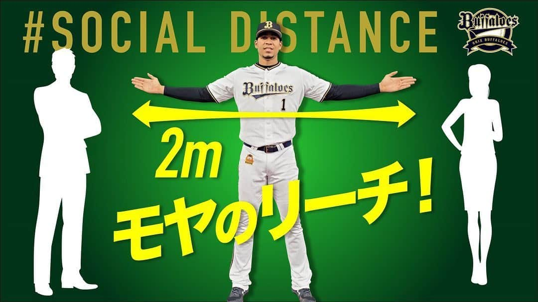 オリックス・バファローズさんのインスタグラム写真 - (オリックス・バファローズInstagram)「新しい生活様式を意識して⚾️ 🤘 #手洗いうがい👏 #マスク着用😷 #密を避けよう🙅‍♂️ #距離を空けよう⇔ #KEEPDISTANCE #SOCIALDISTANCE おおよそ #モヤ選手の身長とリーチ #モヤ #Bs2020 #buffaloes #baseball #ORIX #プロ野球」5月21日 11時35分 - orix_buffaloes