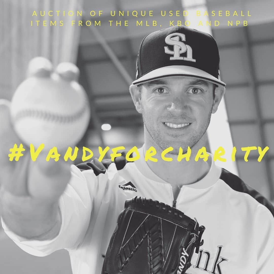のインスタグラム：「🚨News!🚨So grateful to release this charity project! For the full article, please check the link in bio. ⏰Stay tuned for this week’s auction, live on Friday May 22nd at 11:00am (JST)  I would like to highlight the Ronald McDonald foundation for their awesome work. The upcoming weeks I will auction unique game-used baseball equipment and items donated by myself along with current and past teammates I played with in the USA (MLB), Korea (KBO) and Japan (NPB). All funding raised by the auctions will be donated to the Ronald McDonald Houses of the respective countries.  Being together as a family creates an important base and it gives your child a secure feeling they are looking for. If that home is a different location due to circumstances, in this case health, I would like to help the families be together during these challenging times. The Ronald McDonald House provides this care.  #VandyforCharity」