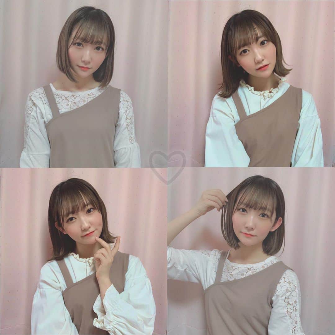 夏川愛実のインスタグラム：「﻿ ﻿ 内巻きというかストレートと﻿ 外ハネ💓﻿ ﻿ 印象変わる？？？？🤔﻿ どっちがすきですか😊﻿ ﻿ ﻿ #ヘアアレンジ#ボブアレンジ#ショートボブ#ショート女子﻿ #ヘアアレンジ#ボブカット#ショートヘア#ボブヘア﻿ #内巻き#外ハネ#ボブ巻き#ボブ#外ハネボブ#内巻きボブ﻿ ﻿ ﻿ ﻿」