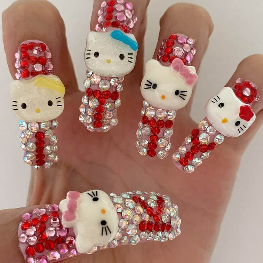 Mei Kawajiriさんのインスタグラム写真 - (Mei KawajiriInstagram)「Close up🍒❤️ #hellokitty #nailsbymei」5月22日 1時00分 - nailsbymei