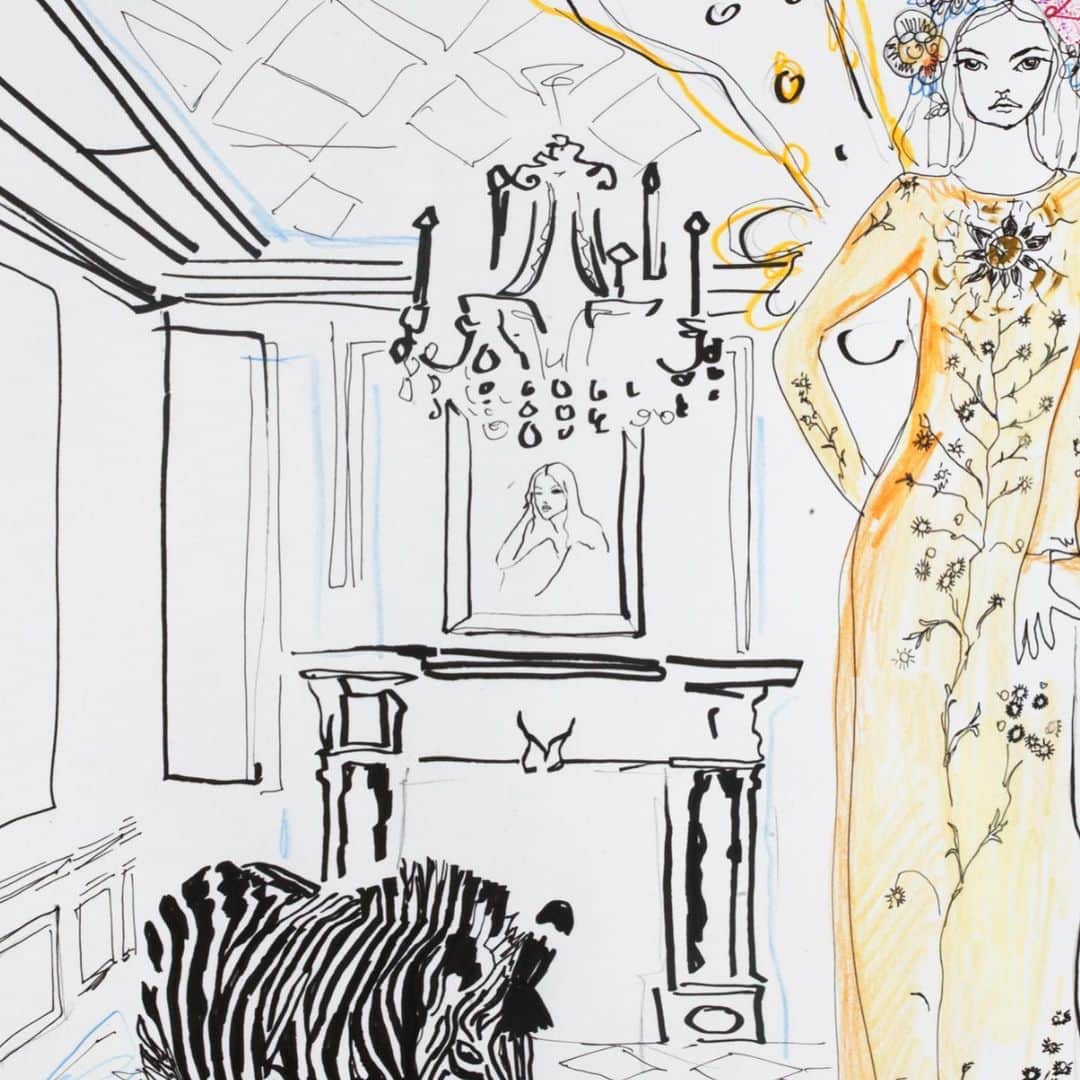 サーシャ・ピヴォヴァロヴァさんのインスタグラム写真 - (サーシャ・ピヴォヴァロヴァInstagram)「Me wearing Dior dress illustrated by me for @voguerussia June 2020  #dior#artSashaP」5月22日 1時22分 - sasha_pivovarova