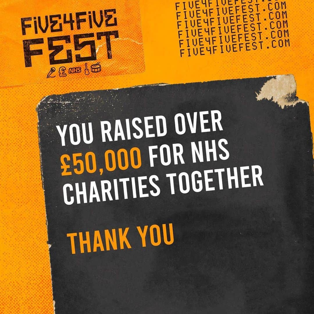 Don Brocoのインスタグラム：「‪Wow! Over £50,000 raised for @nhscharitiestogether 💙 Thank you to everyone who donated & the amazing team that brought @five4fivefest together! ‬」